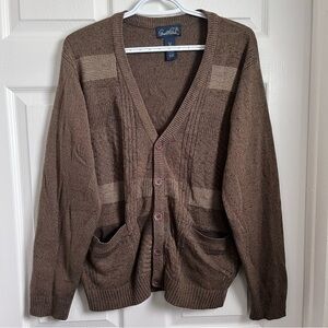Arnold Palmer cardigan brown grandpa men size Small sweater vintage